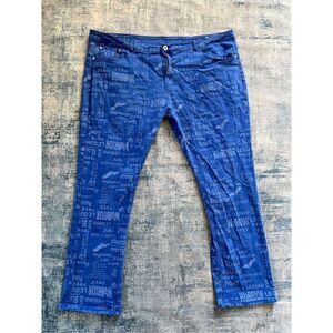 DD2 D'andijieshen Freedom Eagle Slogan Straight Leg Jeans 46 x 32